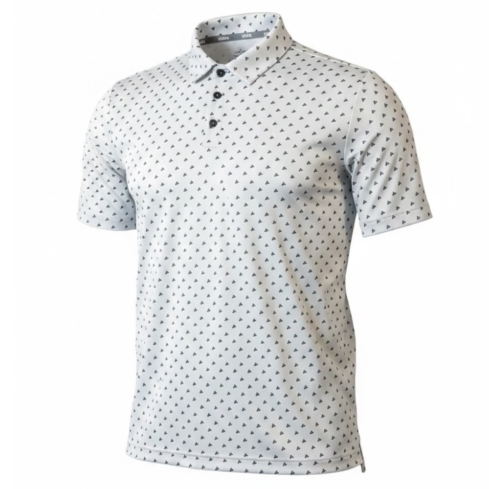 Adidas Golf Men's XL White Allover Logo Print Performance Polo Shirt Stretch